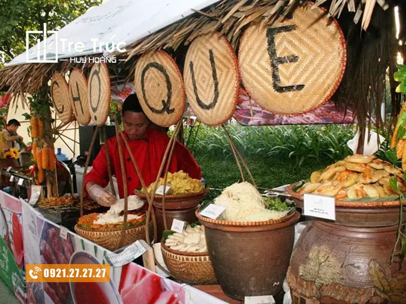 Những kiểu trang trí gian hàng ẩm thực kiểu chợ quê