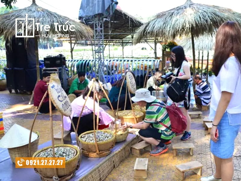 Những kiểu trang trí gian hàng ẩm thực kiểu chợ quê