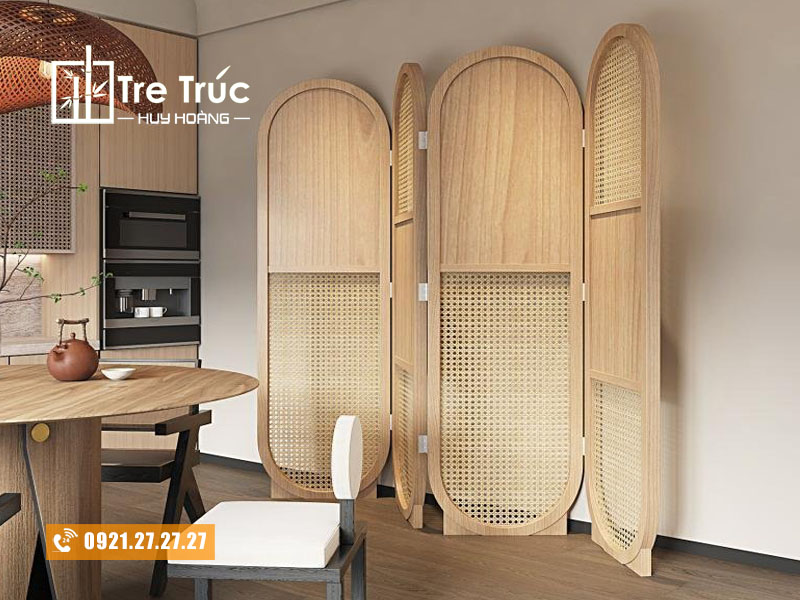 Bình phong mây bo tròn