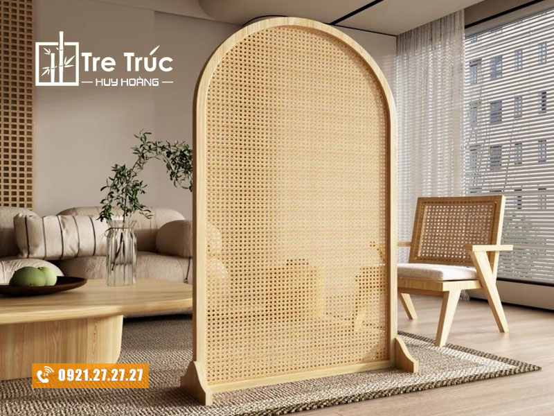 Bình phong mây đơn bo tròn