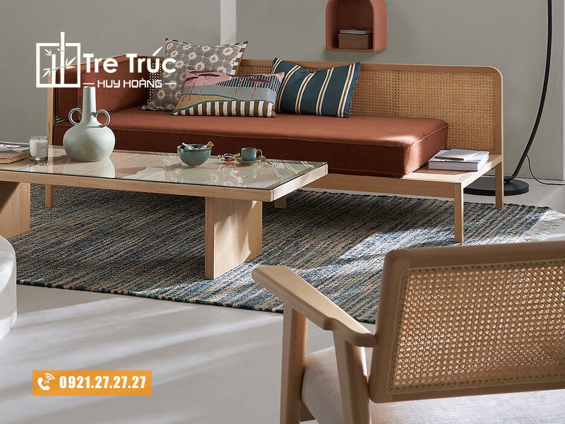 Ghế mây mắt cáo phòng khách