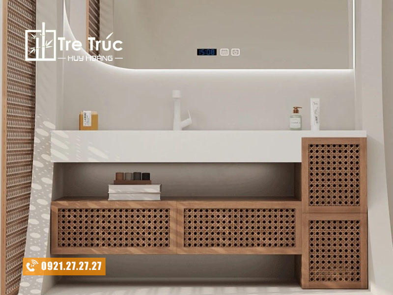 Tủ lavabo cánh mây phong cách tối giản